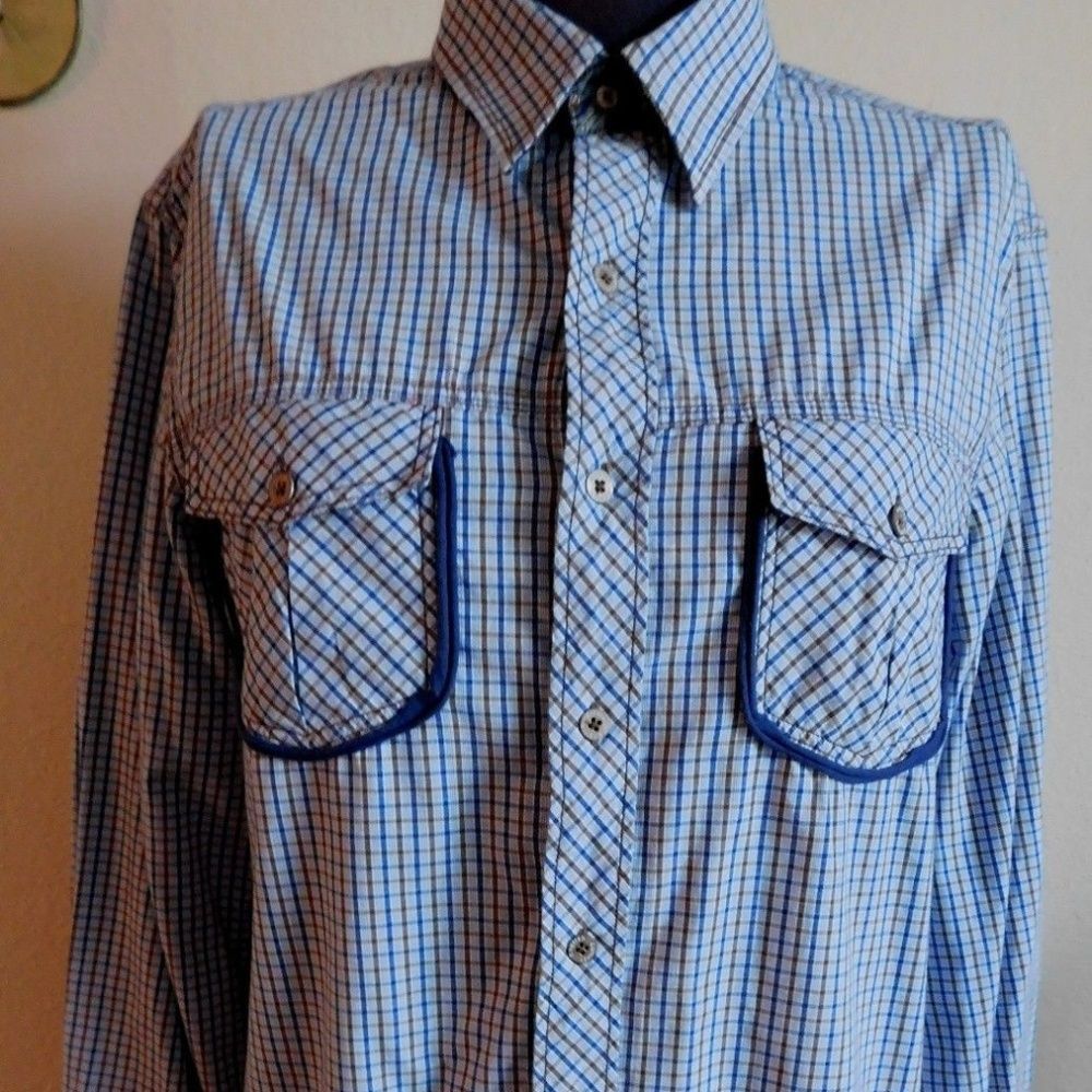 English Laundry Blue Shirt Blaque Label Plaid M